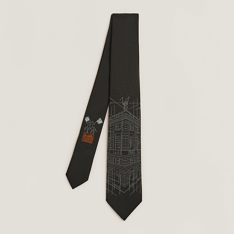 Pique Sellier tie - Black | Hermès Netherlands